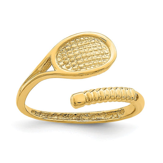 14k Yellow Gold Polished Tennis Racket Toe Ring