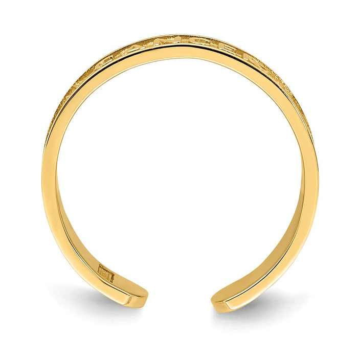 14k Yellow Gold Brushed & Polished Zodiac Cancer Toe Ring