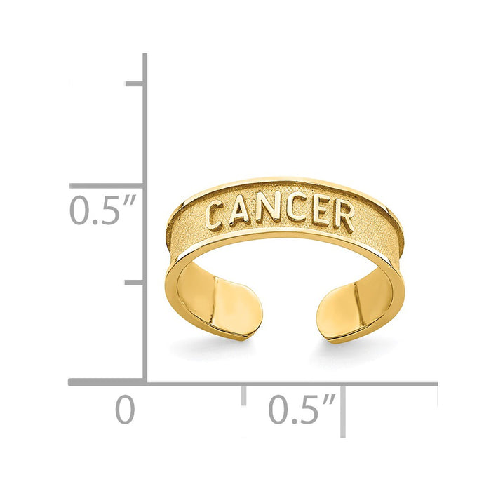 14k Yellow Gold Brushed & Polished Zodiac Cancer Toe Ring