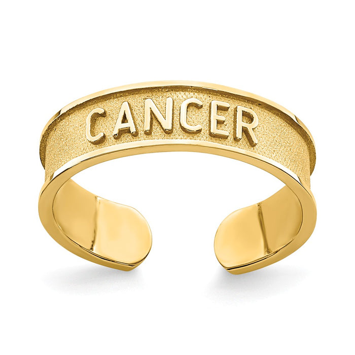 14k Yellow Gold Brushed & Polished Zodiac Cancer Toe Ring