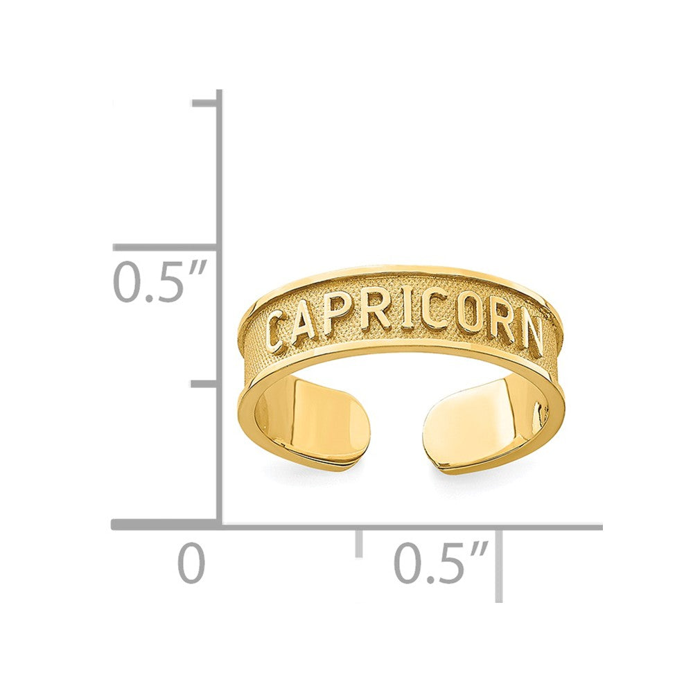 14k Yellow Gold Brushed & Polished Zodiac Capricorn Toe Ring