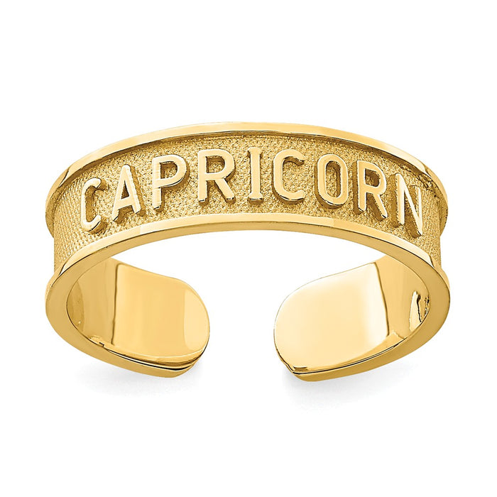 14k Yellow Gold Brushed & Polished Zodiac Capricorn Toe Ring