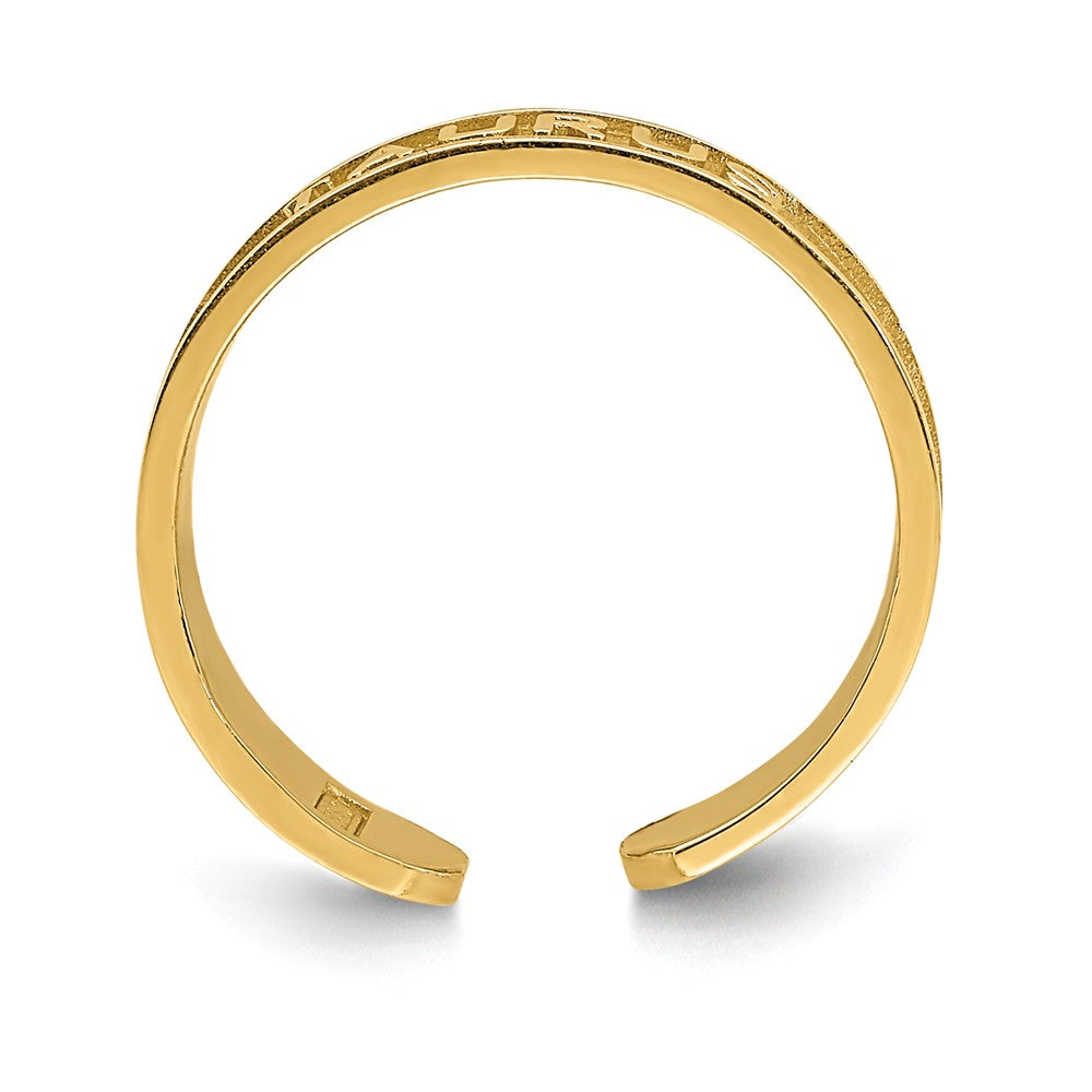 14k Yellow Gold Brushed & Polished Zodiac Taurus Toe Ring