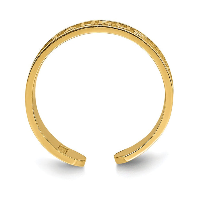 14k Yellow Gold Brushed & Polished Zodiac Taurus Toe Ring