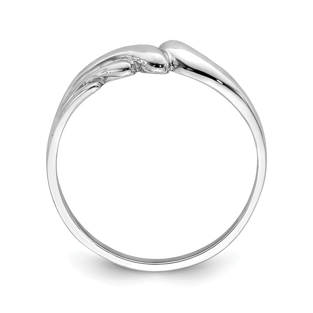 14K White Polished Wave Ring, Size: 5