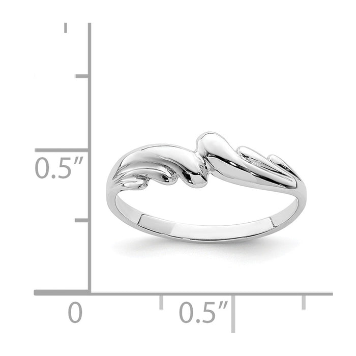 14K White Polished Wave Ring, Size: 5