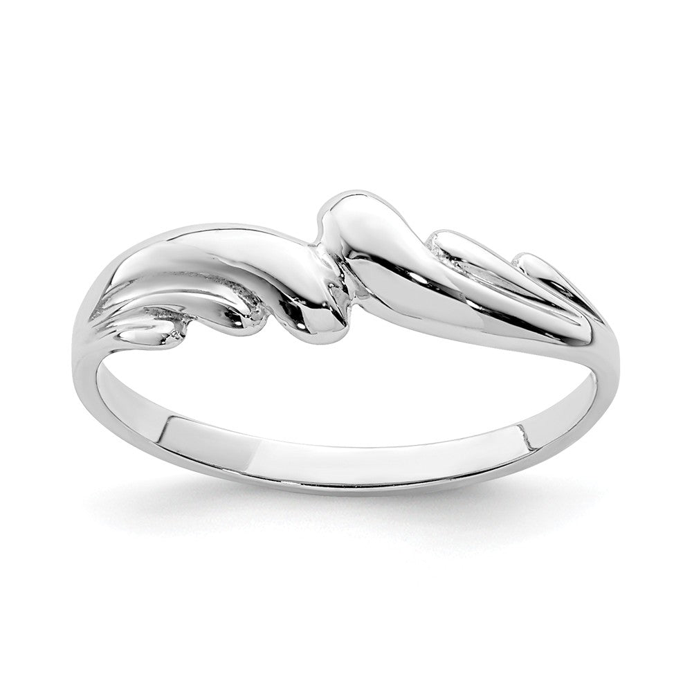 14K White Polished Wave Ring, Size: 5