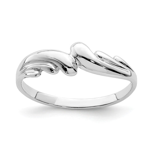 14K White Polished Wave Ring, Size: 5