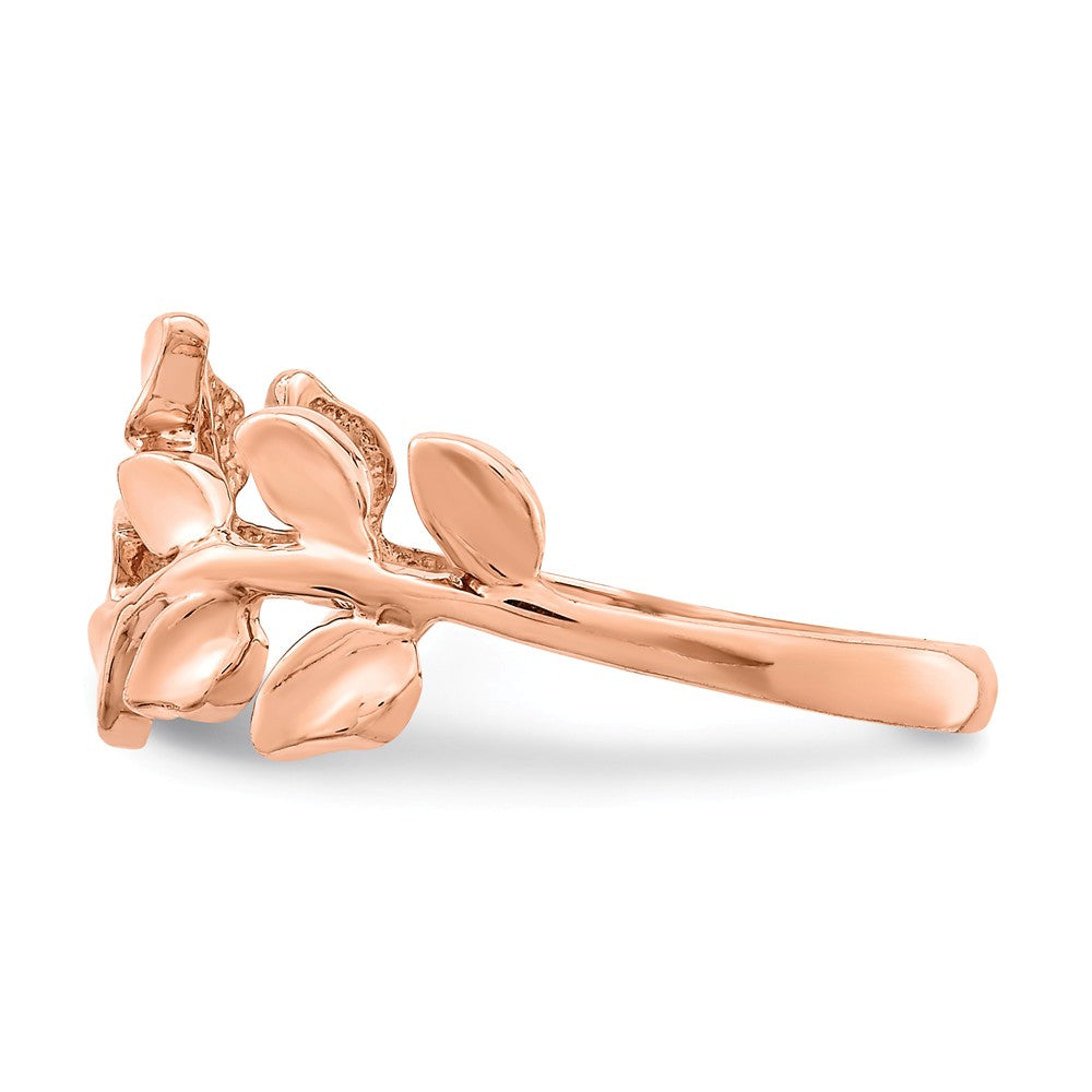 14K Rose Polished Leaf Ring, Size: 7