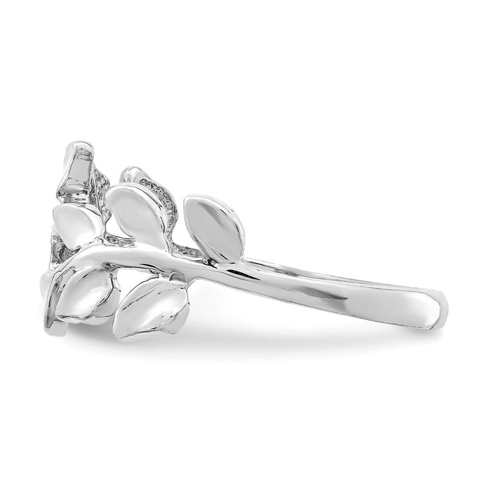 14K White Polished Leaf Ring, Size: 7
