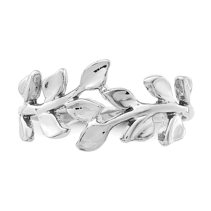 14K White Polished Leaf Ring, Size: 7