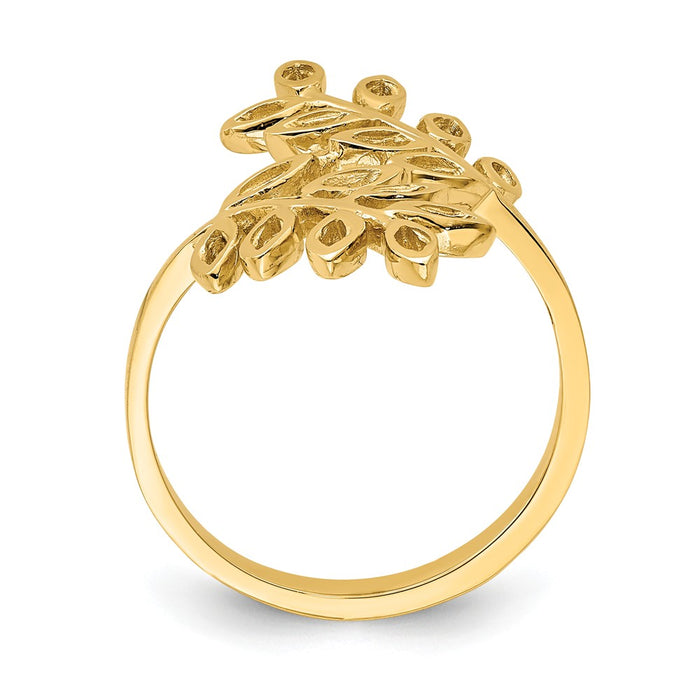 14k Yellow Gold Leaf Ring, Size: 7