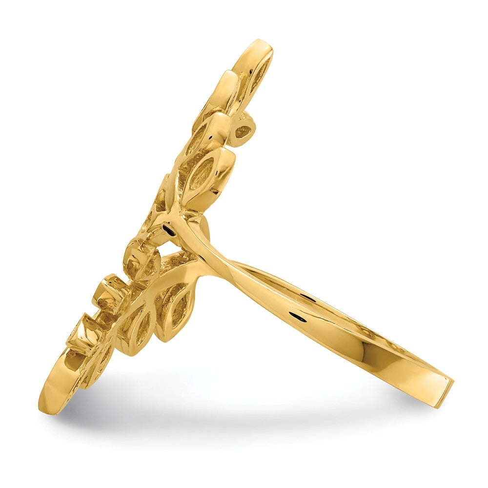 14k Yellow Gold Leaf Ring, Size: 7