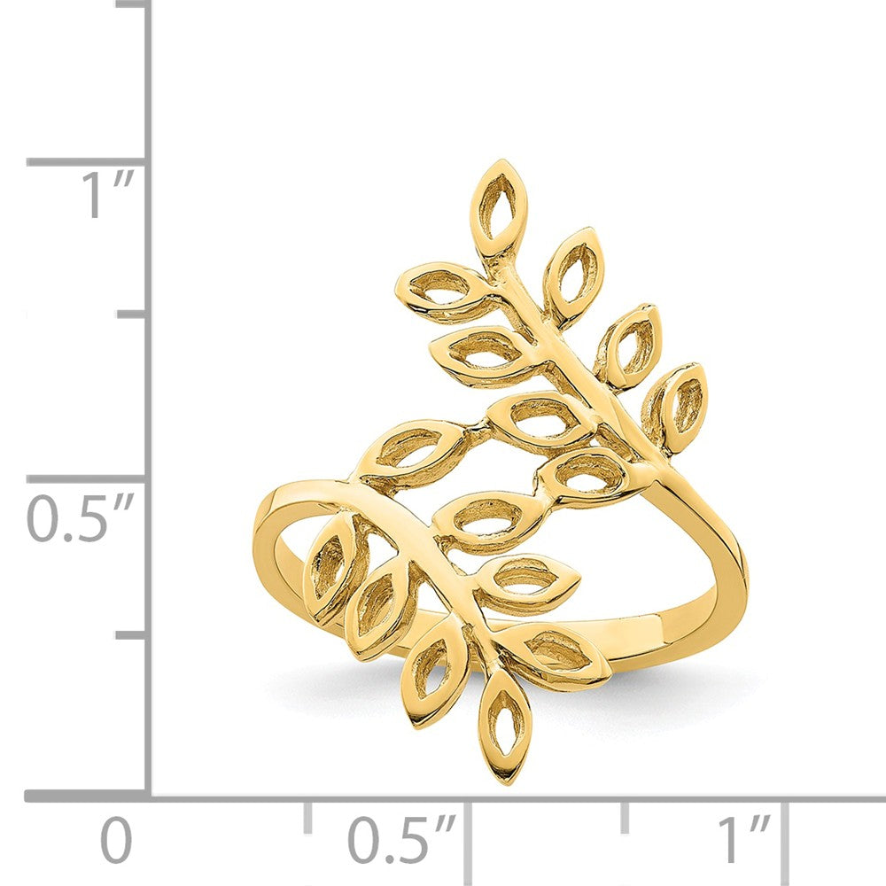 14k Yellow Gold Leaf Ring, Size: 7