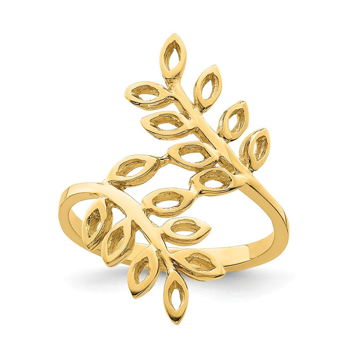 14k Yellow Gold Leaf Ring, Size: 7