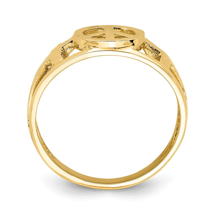 14k Yellow Gold Polished Peace and Cross Ring, Size: 7