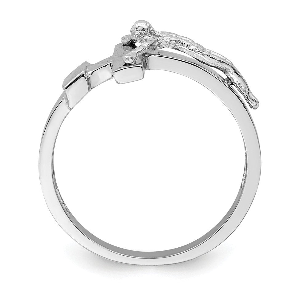 14K White Polished INRI Crucifix Ring, Size: 7