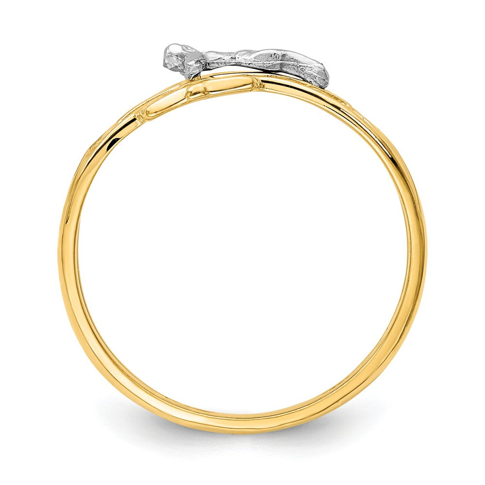 14K Two-Tone Gold Polished Crucifix Ring, Size: 7