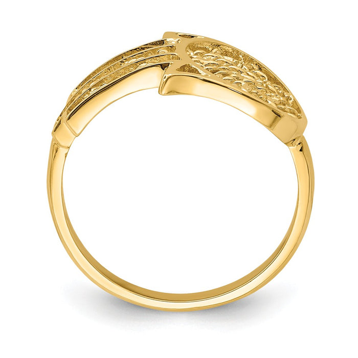 14k Yellow Gold Polished Hamsa Ring, Size: 7