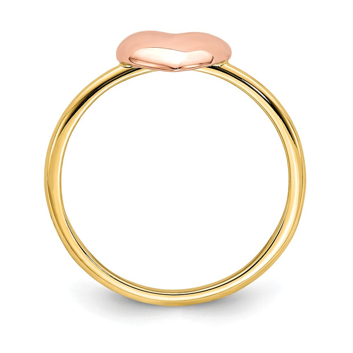 14K Two-Tone Gold Polished Heart Ring, Size: 7