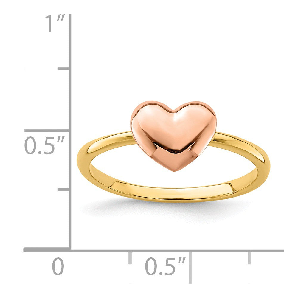 14K Two-Tone Gold Polished Heart Ring, Size: 7