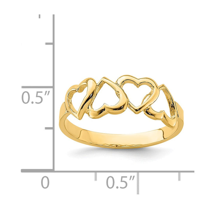 14k Yellow Gold Polished Heart Ring, Size: 7