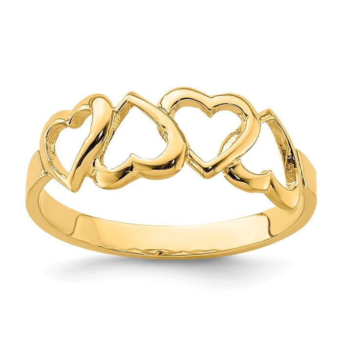 14k Yellow Gold Polished Heart Ring, Size: 7
