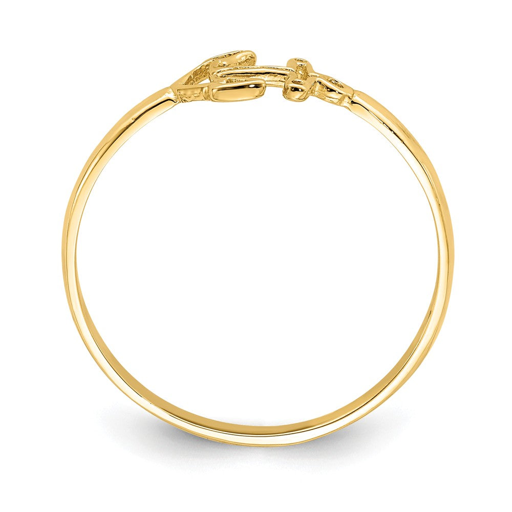 14k Yellow Gold Polished Anchor Ring, Size: 7