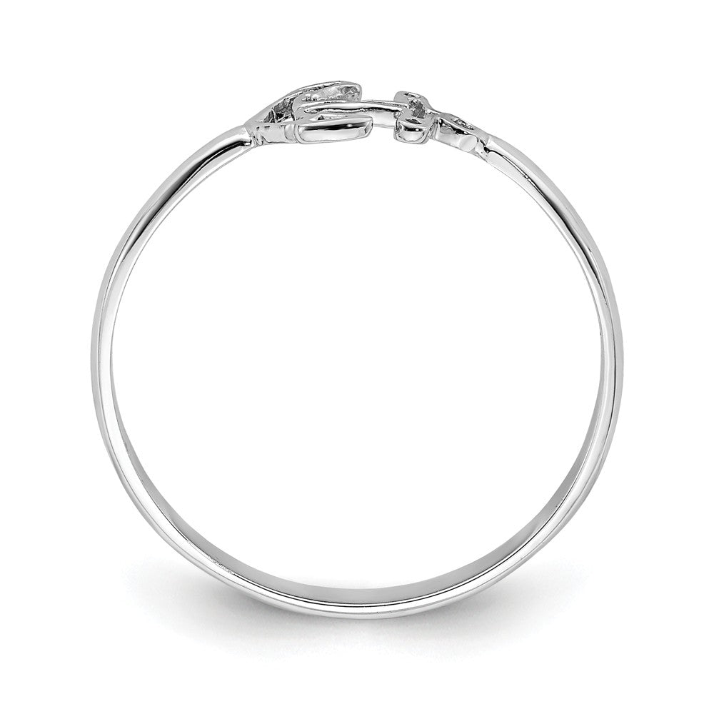 14K White Polished Anchor Ring, Size: 7