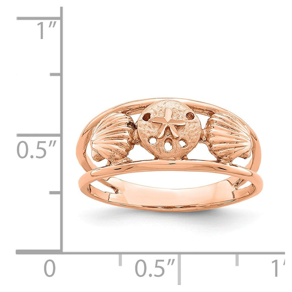 14K Rose Brushed & Polished Sealife Ring, Size: 7