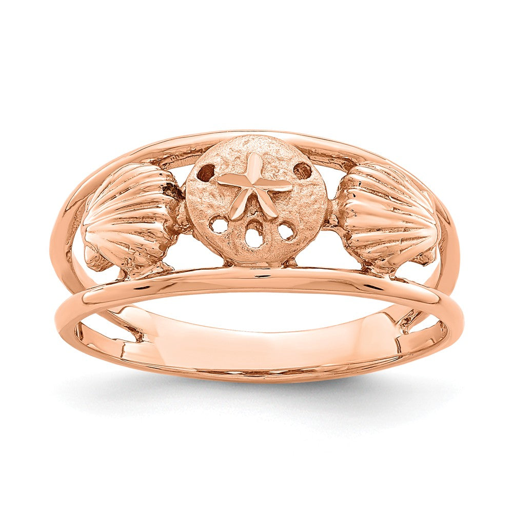 14K Rose Brushed & Polished Sealife Ring, Size: 7