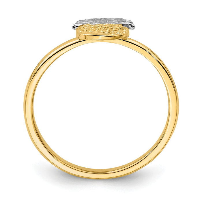 14K and White Rhodium Polished Pineapple Ring, Size: 7