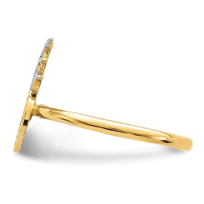 14K and White Rhodium Polished Pineapple Ring, Size: 7