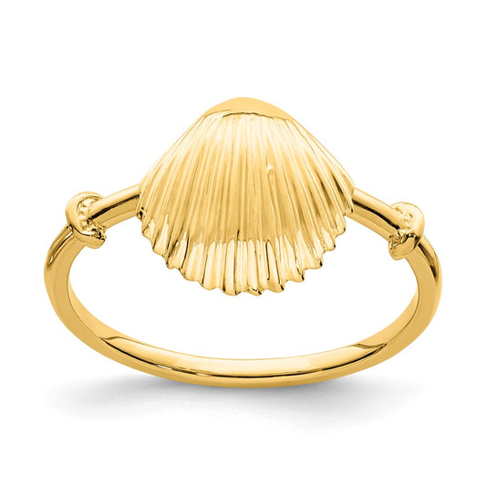 14k Yellow Gold Polished Shell Ring, Size: 5