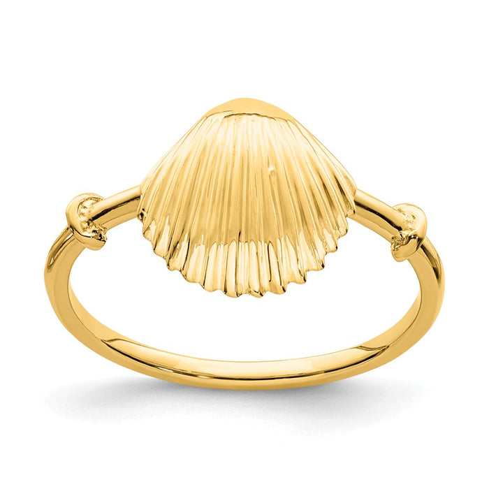 14k Yellow Gold Polished Shell Ring, Size: 5