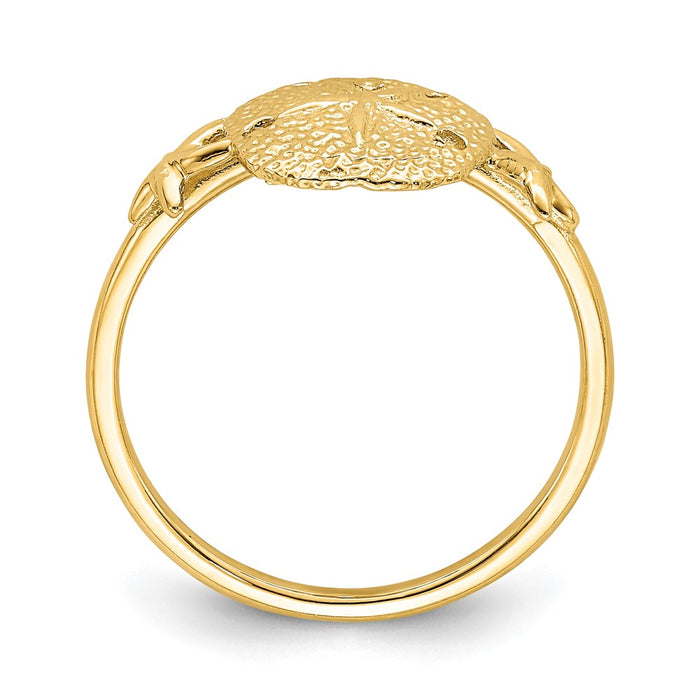 14k Yellow Gold Polished Sand Dollar Ring, Size: 7