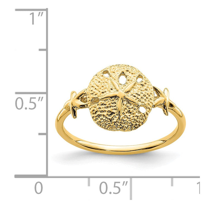14k Yellow Gold Polished Sand Dollar Ring, Size: 7