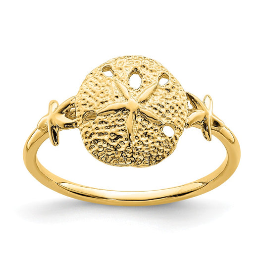 14k Yellow Gold Polished Sand Dollar Ring, Size: 7