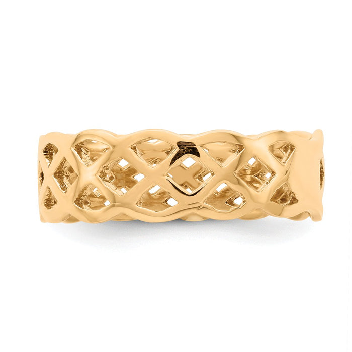 14k Yellow Gold Polished Weave Ring, Size: 7