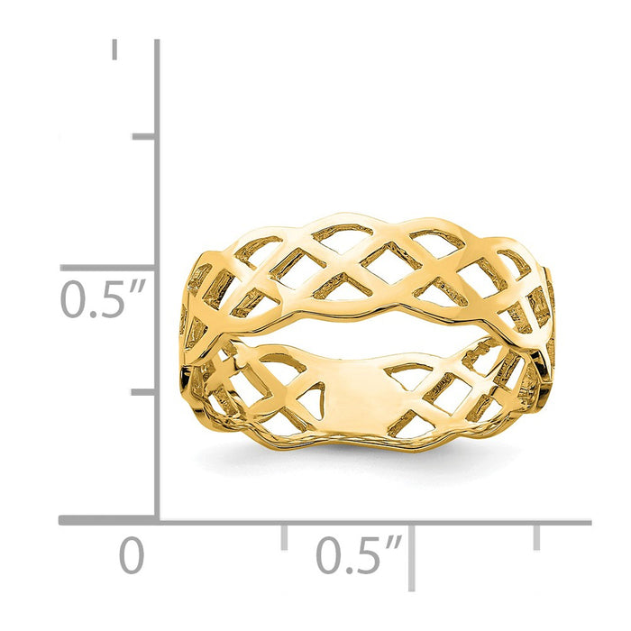 14k Yellow Gold Polished Weave Ring, Size: 7