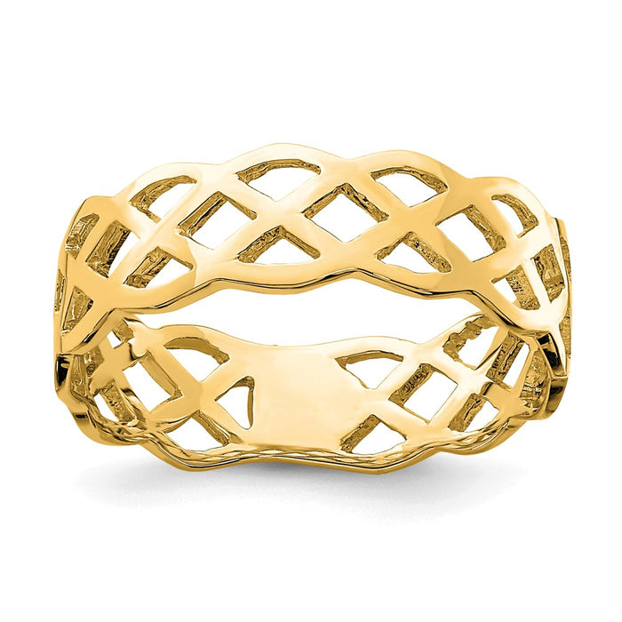 14k Yellow Gold Polished Weave Ring, Size: 7