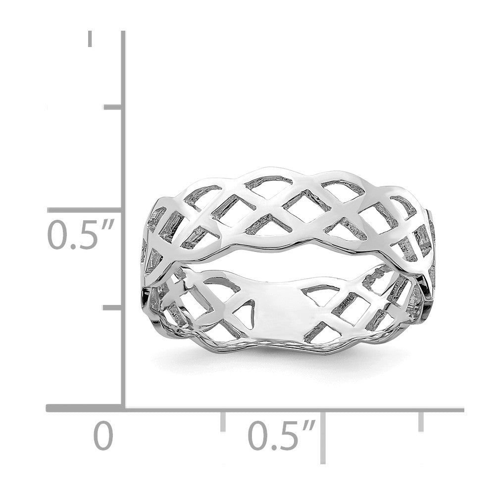 14K White Polished Weave Ring, Size: 7