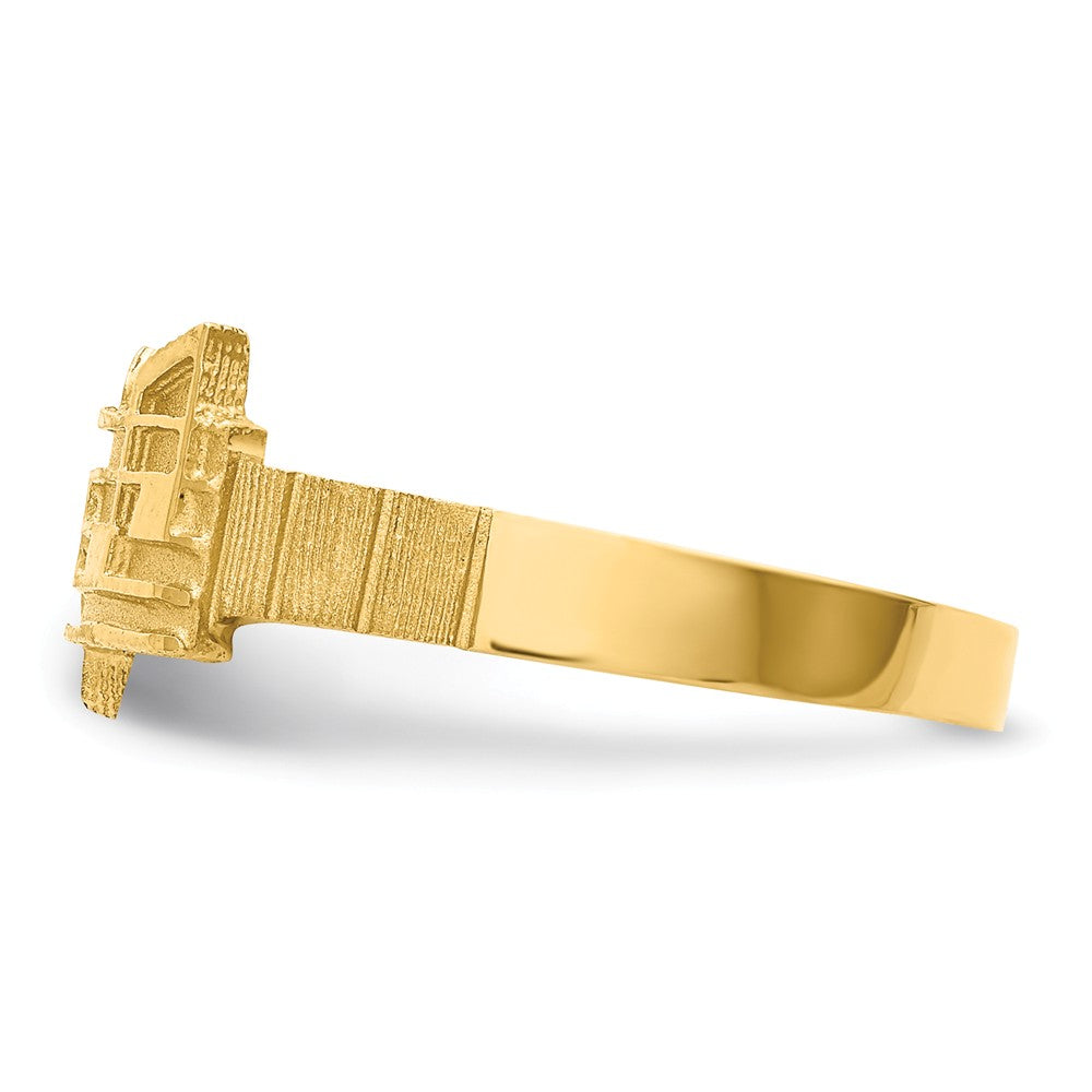 14k Yellow Gold Polished & Brushed Music Notes Ring, Size: 7