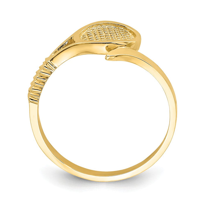 14k Yellow Gold Polished Tennis Racket Ring, Size: 7