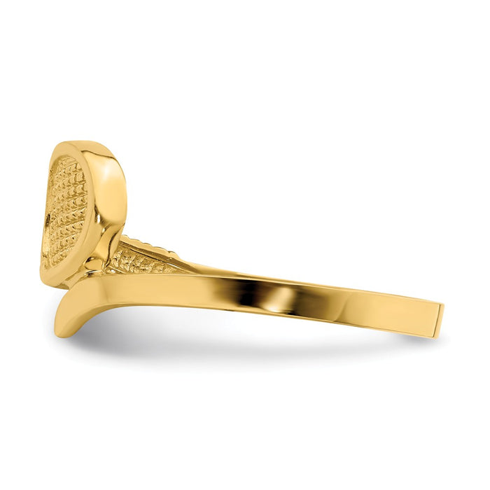 14k Yellow Gold Polished Tennis Racket Ring, Size: 7