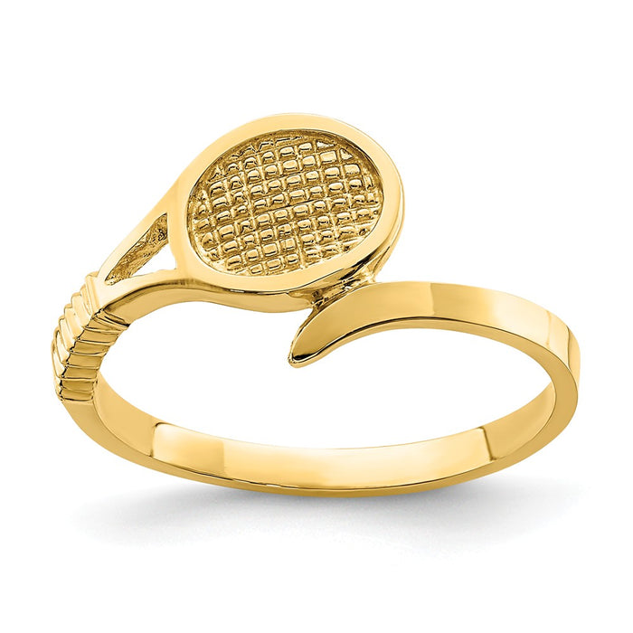 14k Yellow Gold Polished Tennis Racket Ring, Size: 7