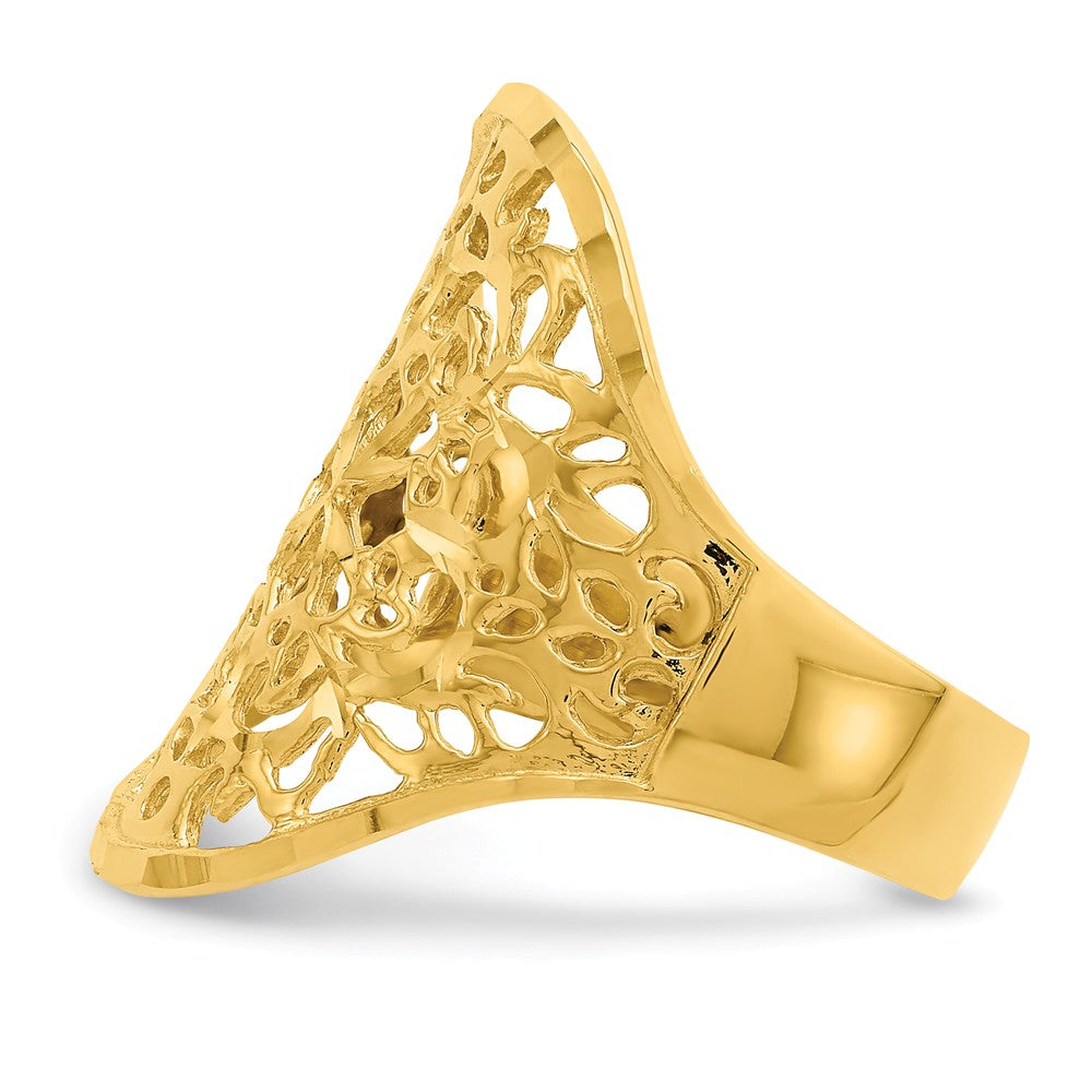 14k Yellow Gold Polished Filigree Ring, Size: 7
