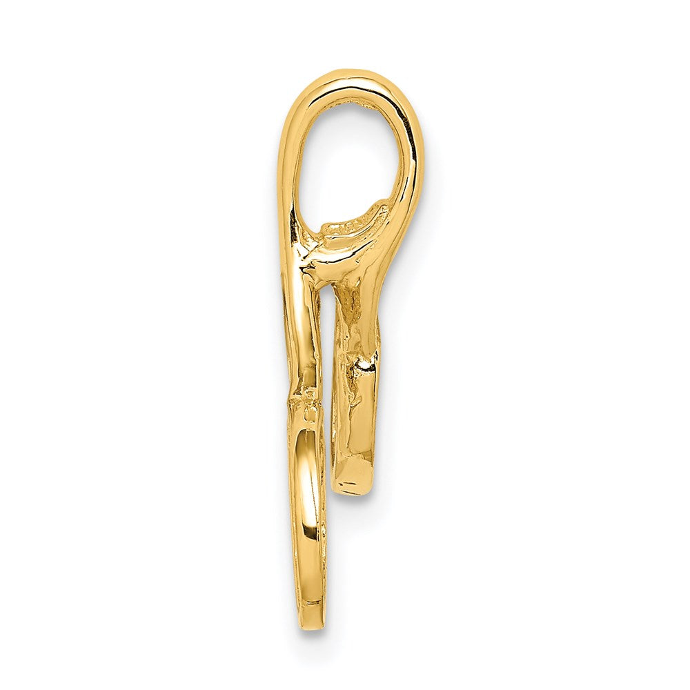 Million Charms 14K Yellow Gold Themed Polished Sports Tennis Racket Chain Slide