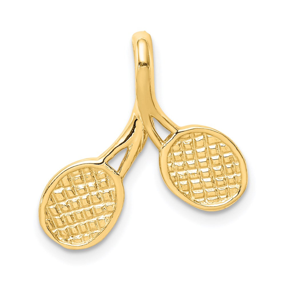 Million Charms 14K Yellow Gold Themed Polished Sports Tennis Racket Chain Slide