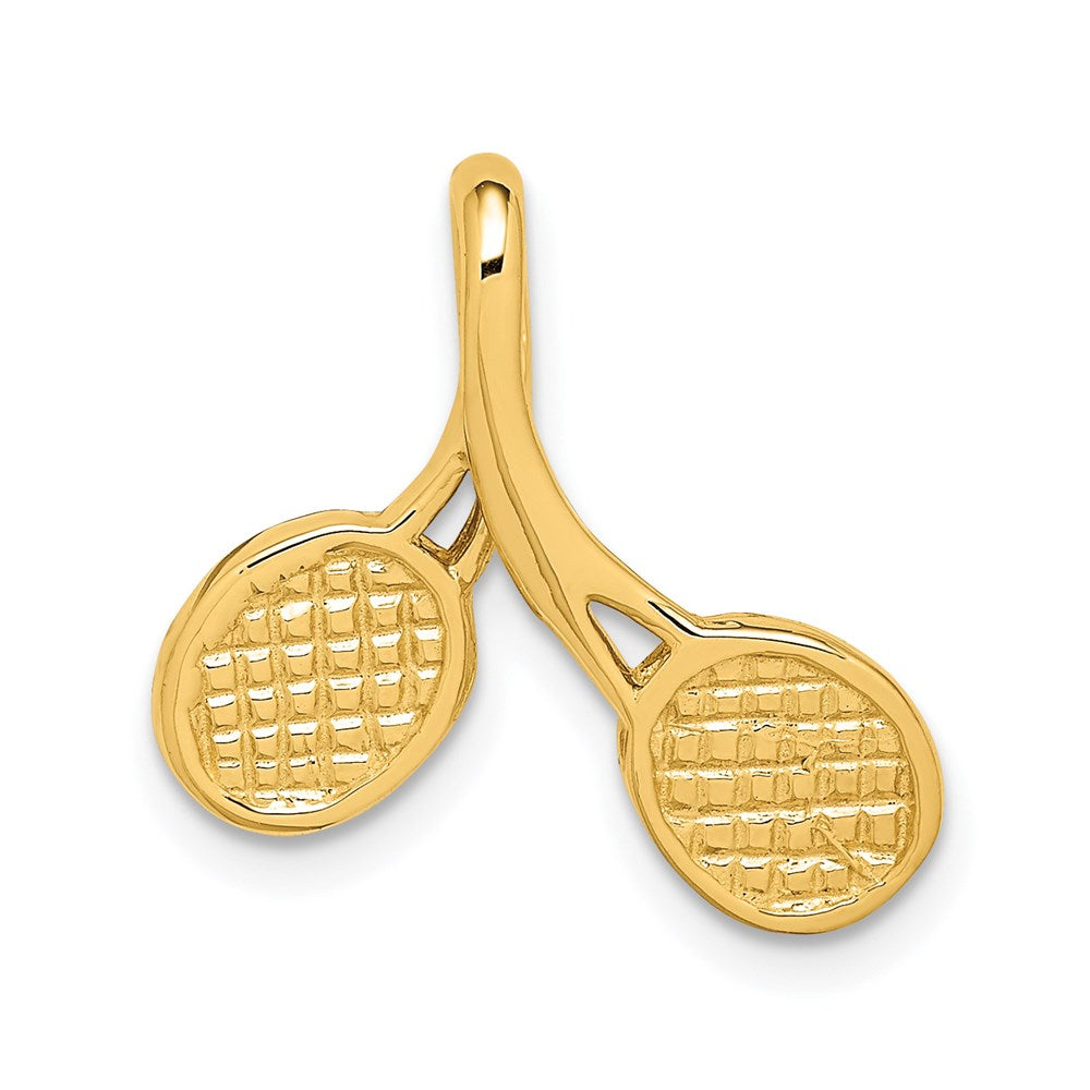 Million Charms 14K Yellow Gold Themed Polished Sports Tennis Racket Chain Slide